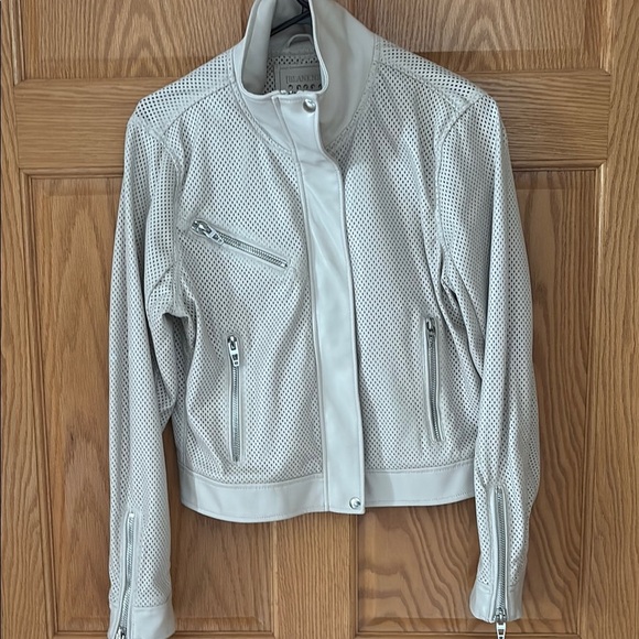 Anthropology Blank NYC Cream Faux Leather Jacket Stand-Up Collar Medium - Picture 1 of 6